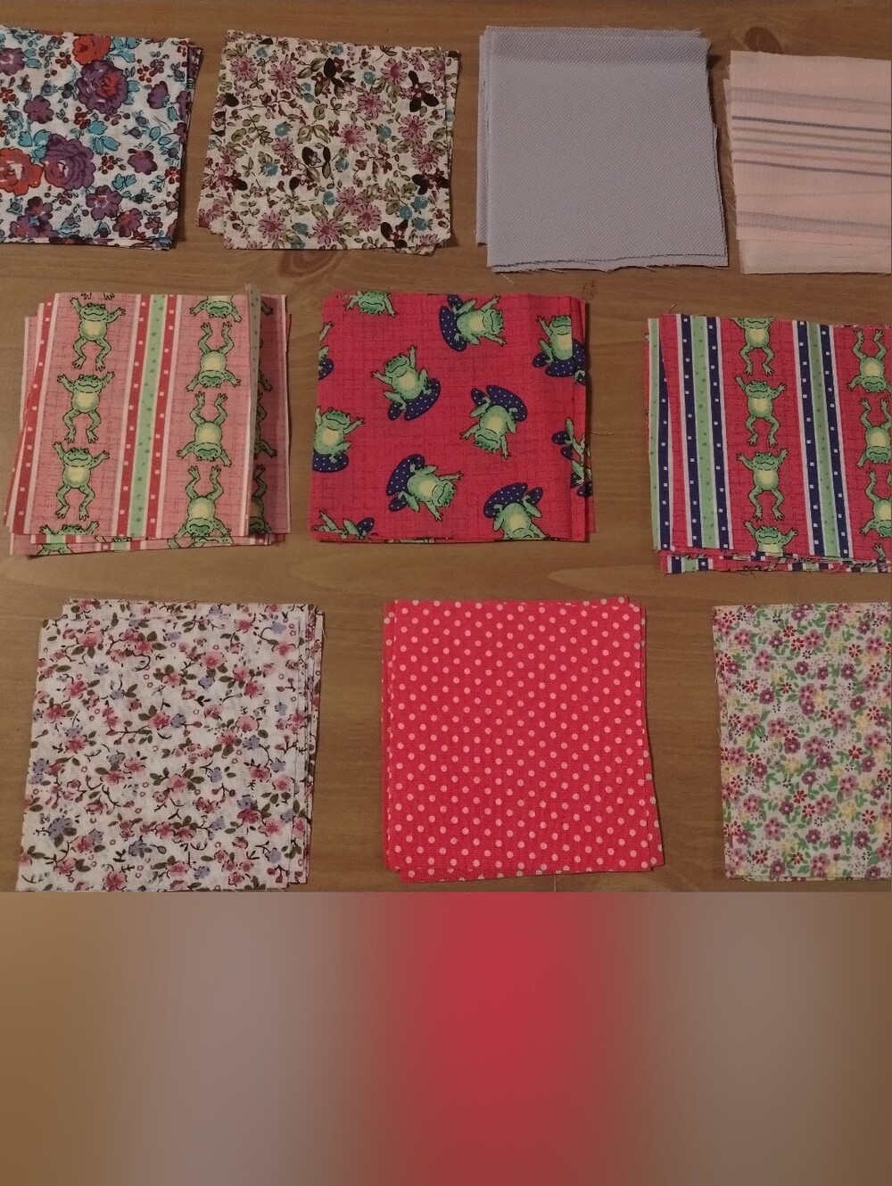 50 PC Fabric Squares Bundle 4x4 Quilt Craft Sewing Scrap Pack Floral Frog